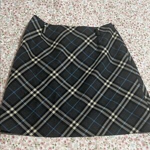 Burberry Black and Blue Plaid A-Line Mini Skirt
